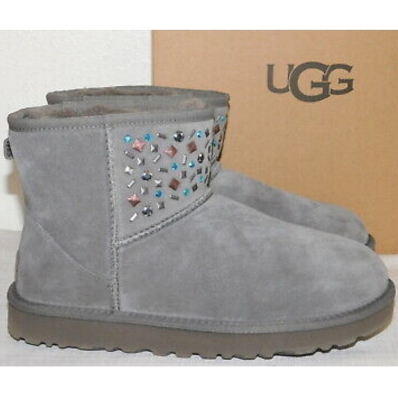 SALE! UGG Classic Mini Stud II Charcoal Boots - Picture 7 of 13